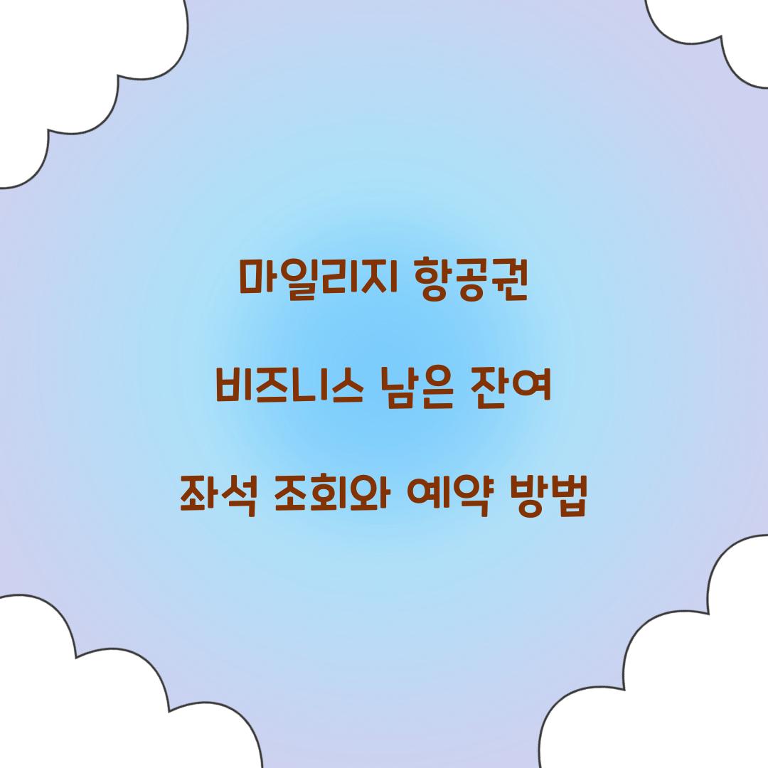 마일리지 항공권 비즈니스 남은 잔여 좌석