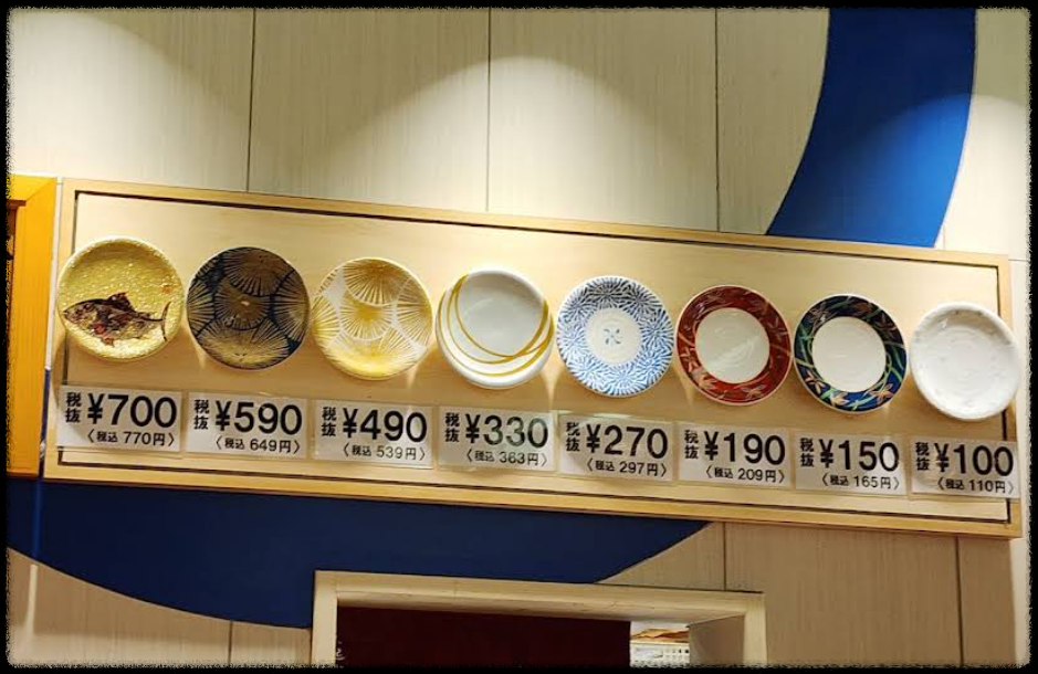 오사카의 우메다 또는 도톤보리 스시 맛집 대기수산 회전초밥