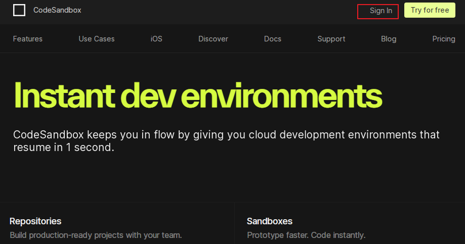 codeSanbox.io 회원가입