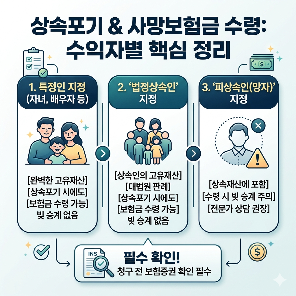 유형별 상속포기 시 사망보험금 수령가능여부