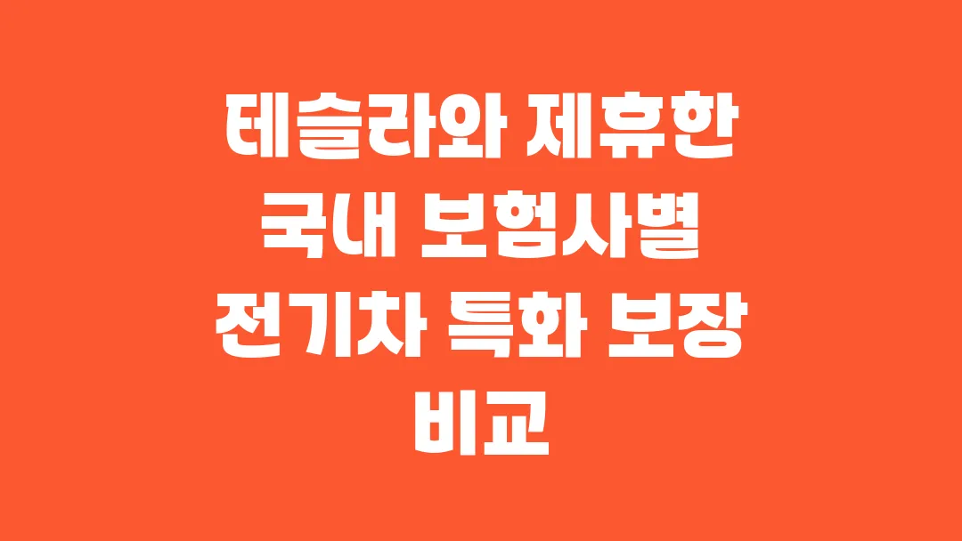 테슬라와 제휴한 국내 보험사별 전기차 특화 보장 비교