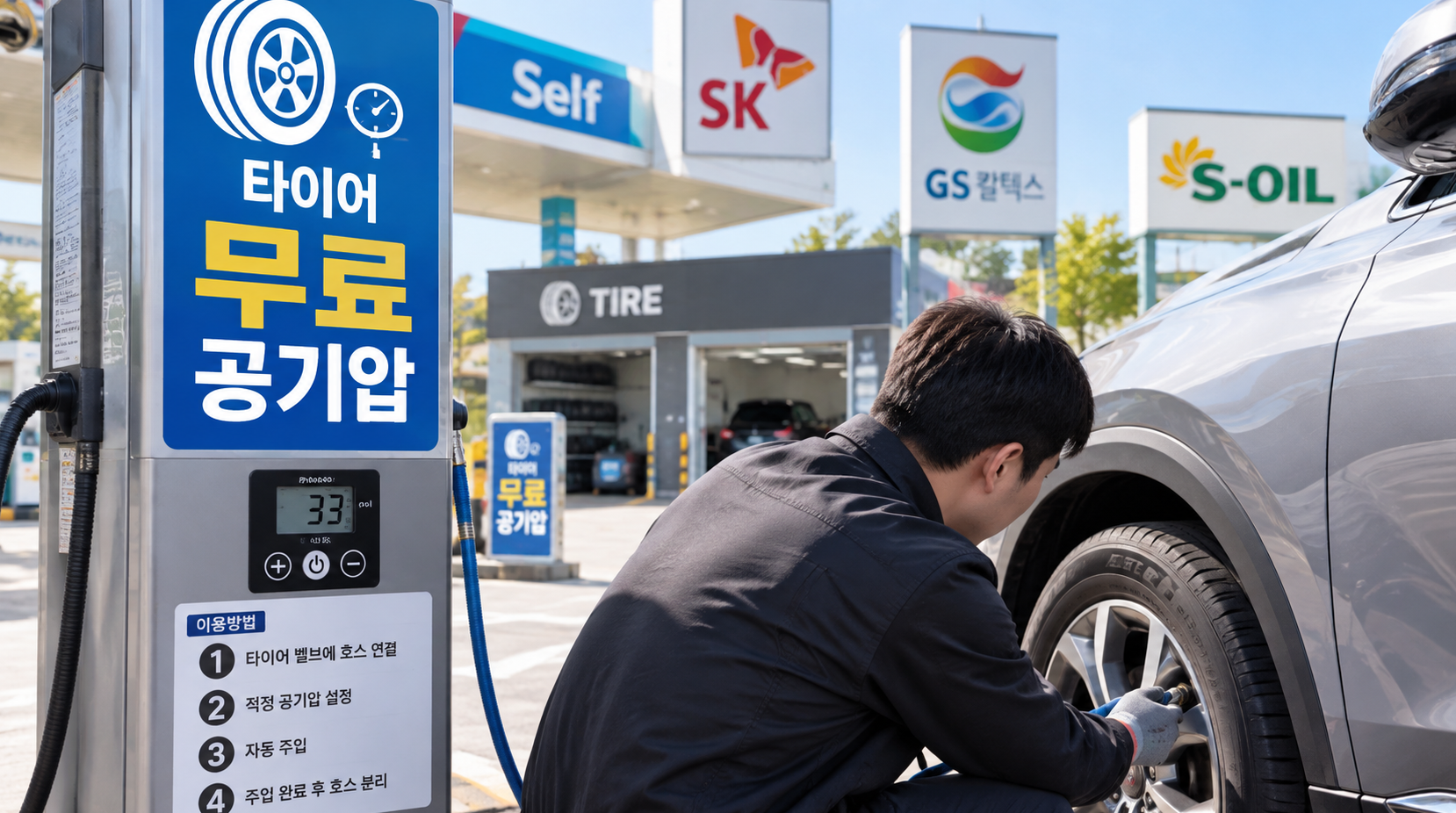 타이어 공기압 무료 주입 가능한 3곳 완벽 정리