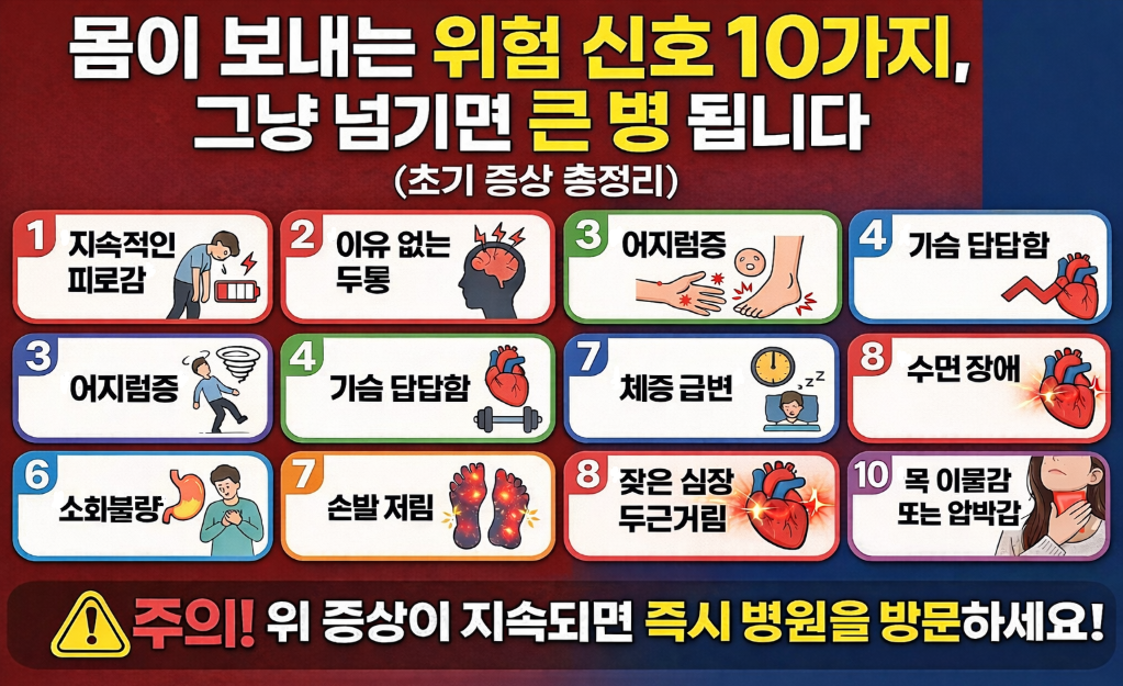 몸이 보내는 위함 신호 10가지, 그냥 넘기면 큰 병 됩니다-사진