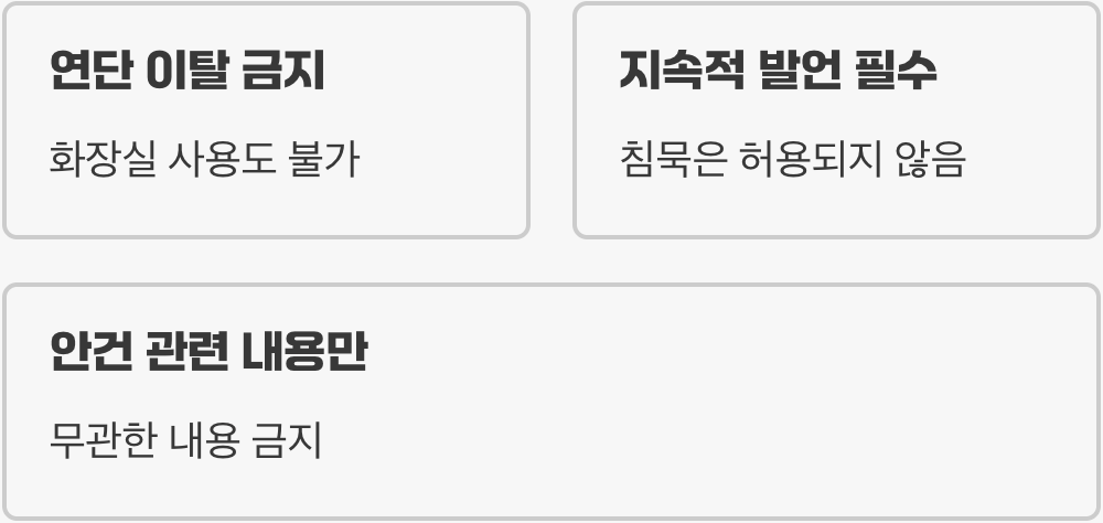 '말하기'만 허용되는 엄격한 규칙