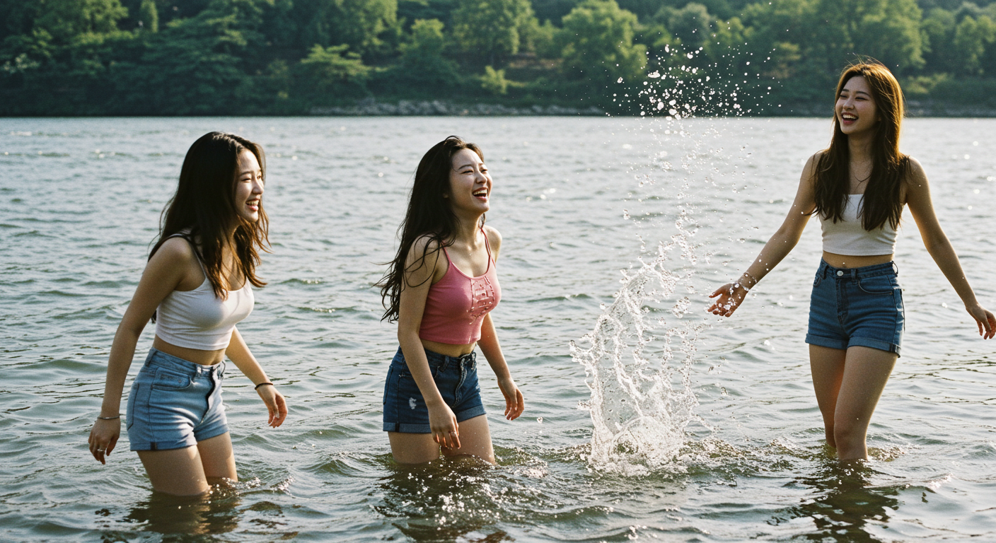 물놀이를 즐기는 여인들