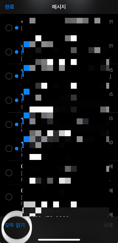 아이폰 문자 모두 읽기 선택