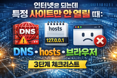 인터넷은 되는데 특정 사이트만 안 열릴 때