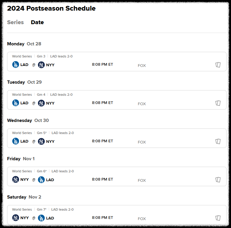 2024 월드시리즈 중계
