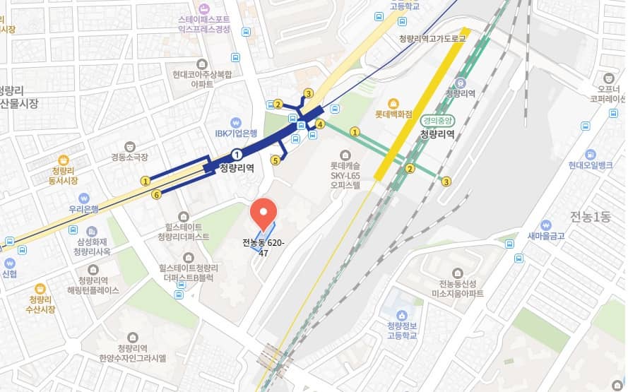 청량리역 롯데캐슬 Sky-L65 위치