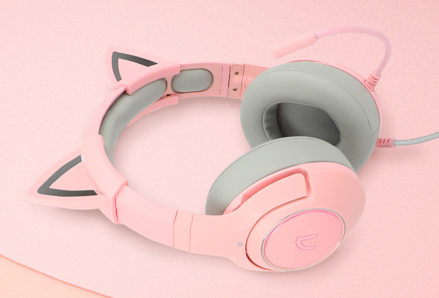 ABKO B772 핑크 가상 7.1 진동 게이밍 헤드셋