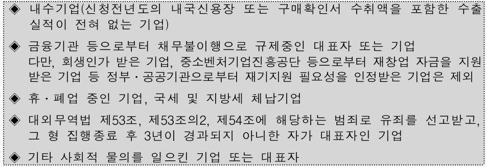 소진공 코트라 수출 유망 소상공인 선정 제한 기업
