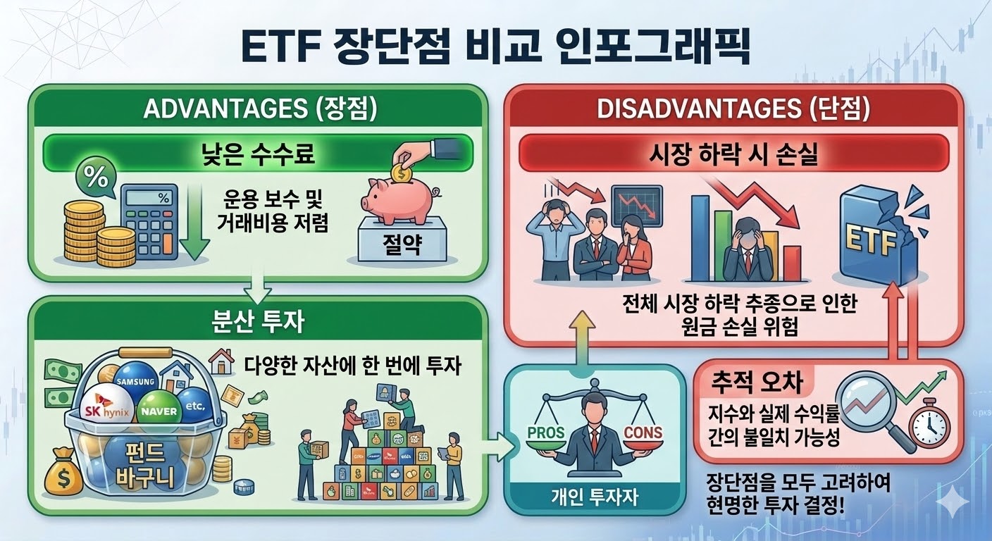ETF 투자 장단점 비교 인포그래픽
