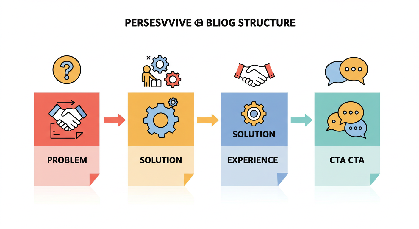 문제 제기부터 CTA까지 흐름을 시각화한 설득형 글 구성도