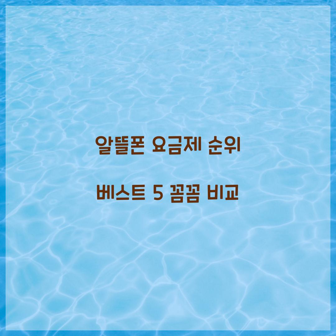 알뜰폰 요금제 순위