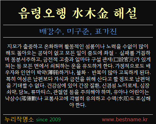 음령오행-수목금-해설