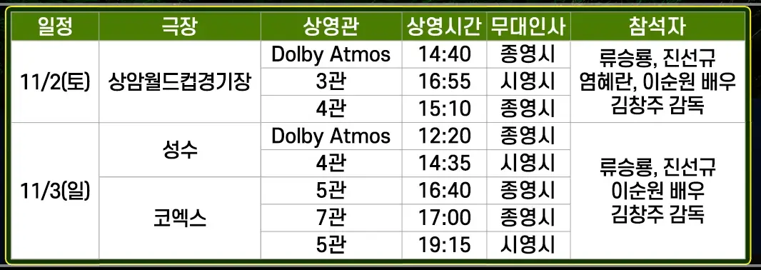 아마존-활명수-무대인사-일정-예매-롯데시네마-메가박스-CGV