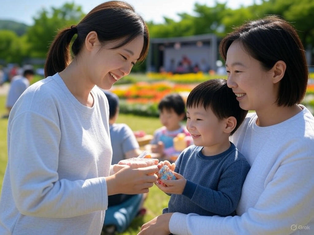 선물받고 기뻐하는 아이