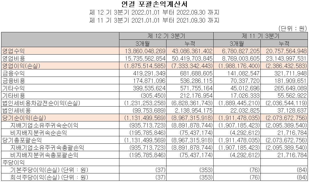 덱스터 - 손익계산서