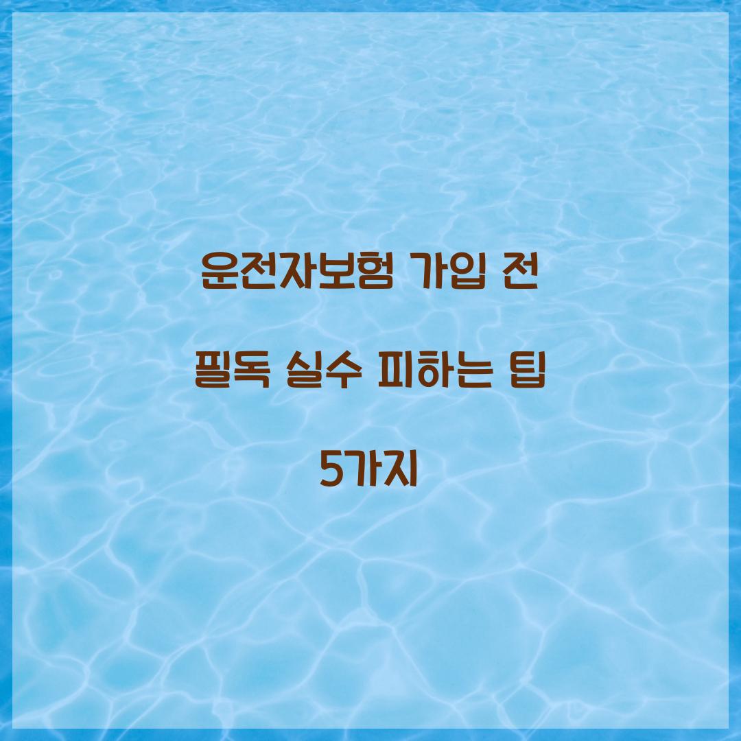 운전자보험 가입 전 필독