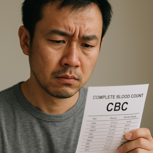 적혈구 건강 수치에 대해 확인하는 중년 남성(출처: 자체제작)