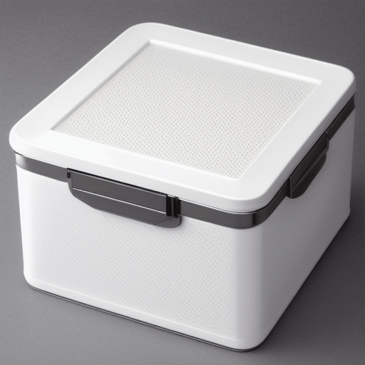손잡이가있는 뚜껑이 덮여진 사각형 모양의 수납함 사진