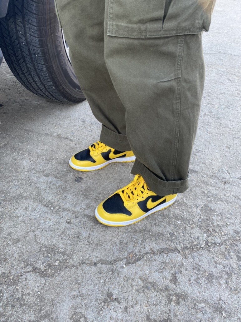 데일리룩(오뭘입)칼하트 청자켓, 비스폰지 맨투맨 멜란지그레이, 프리즘 웍스 카고바지,나이키 하이덩크 검노, 데일리룩, 데일리코디, 데일리패션, ootd