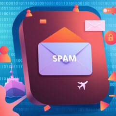 배송 정보를 위장한 관세미납 스팸 메일과 피싱 사기를 상징.