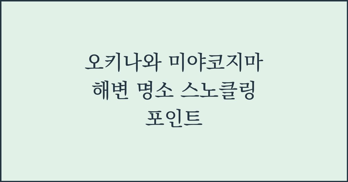 오키나와 미야코지마 해변 명소 스노클링 포인트