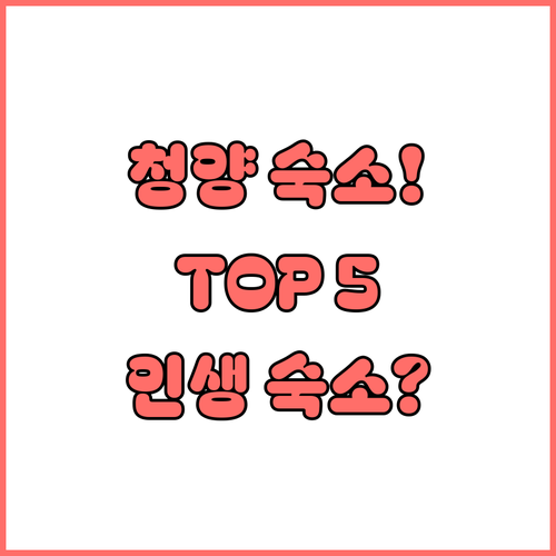 청양 숙소 추천 TOP 5 위치 장점..