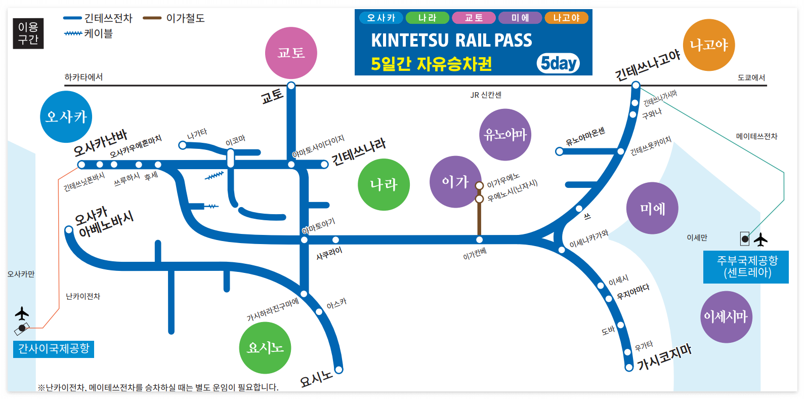 긴테츠 레일패스 1일권 5일권 종류 가격 할인예약 방법 추천 일정