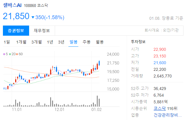 셀바스AI 투자 정보