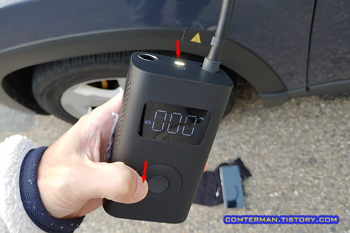 샤오미 전동 에어펌프 1S 플래시 LED 조작