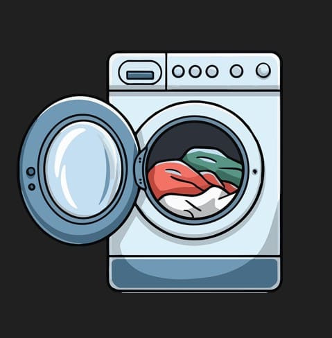 빨래가들어있는드럼세탁기