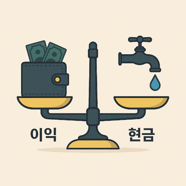 이익과 현금의 차이를 나타내는 저울