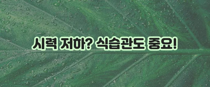 황반변성 주요 증상은 무엇일까요 좋은 음식과 나쁜 음식을 알아봅시다!