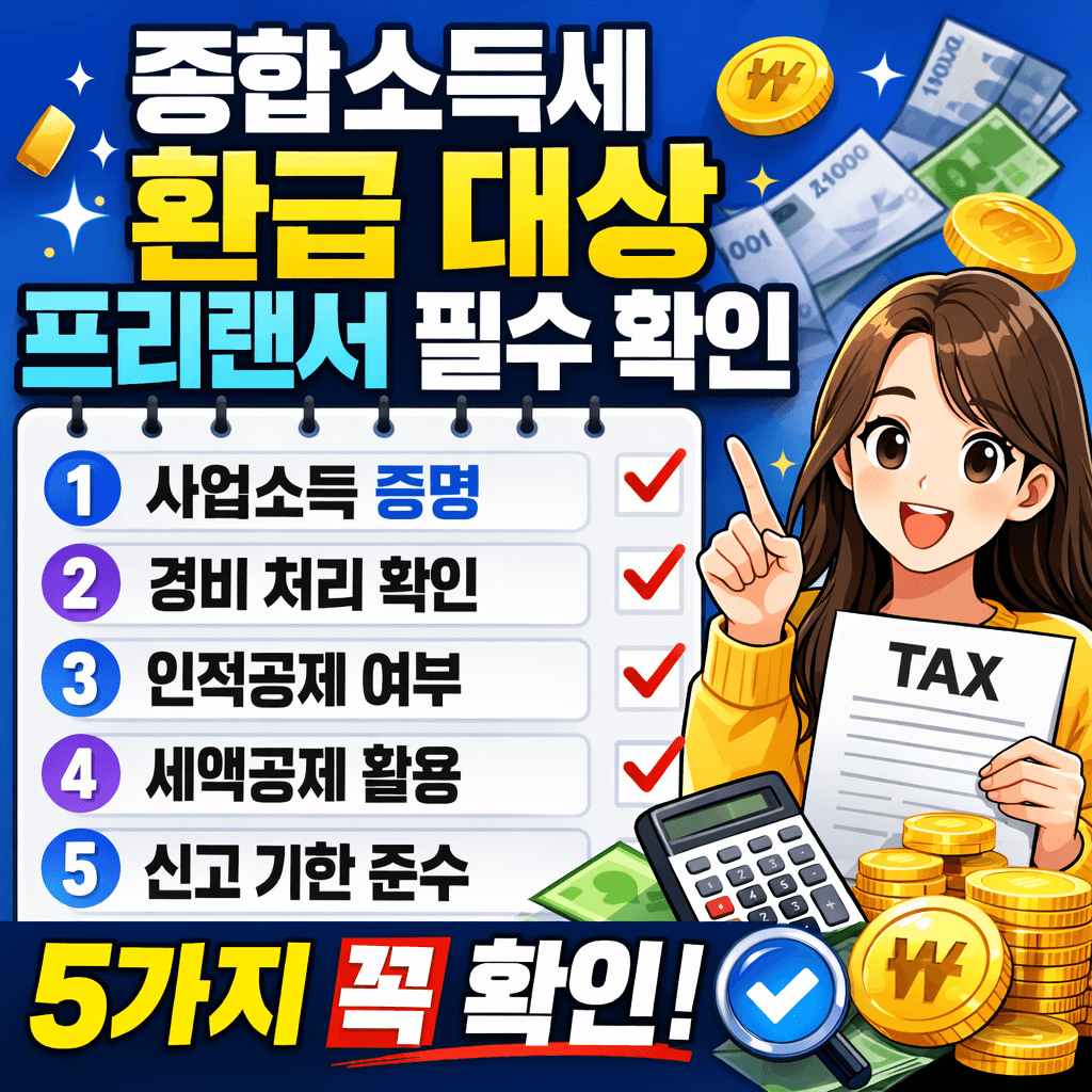 종합소득세 환급 대상 프리랜서 필수 확인 5가지
