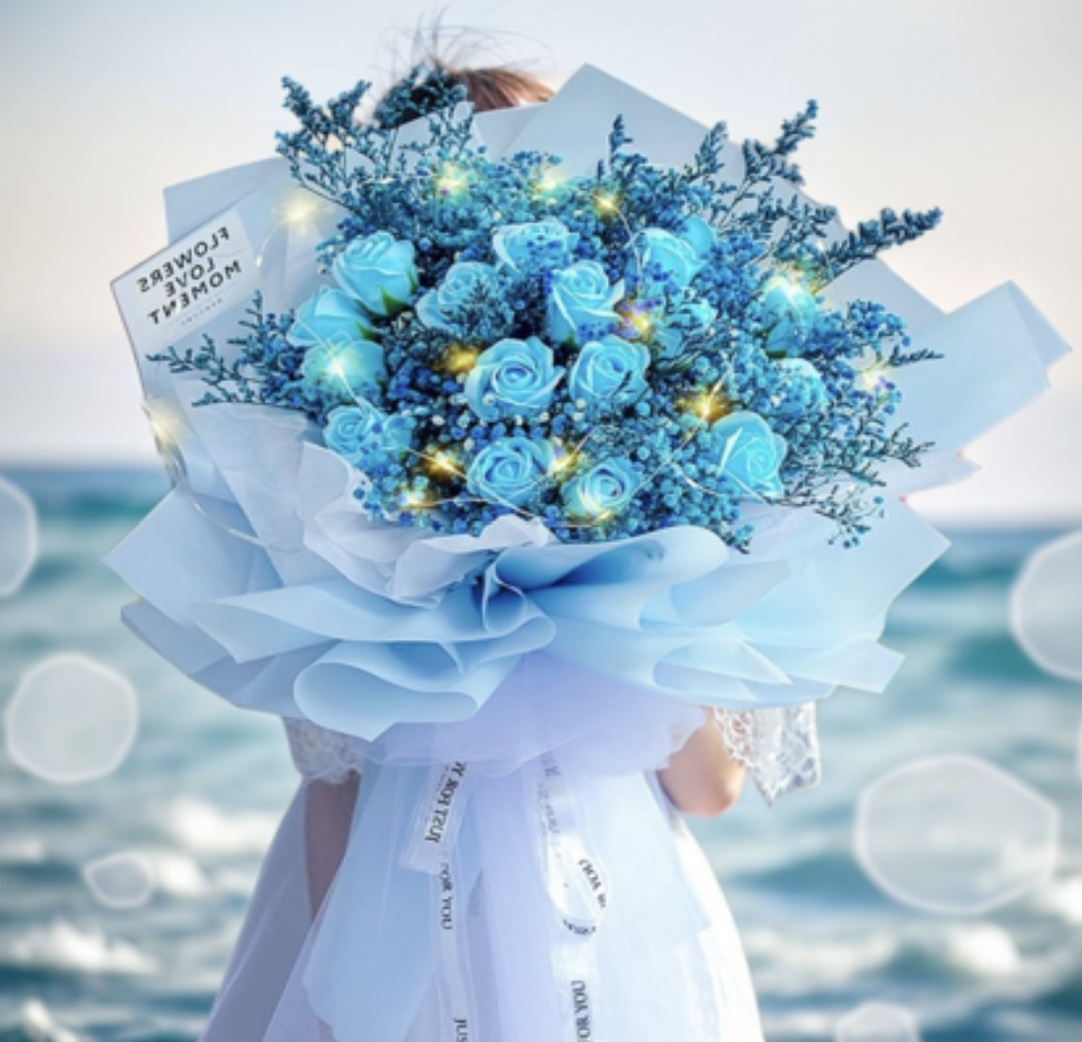 LED 드라이플라워 장미 꽃다발