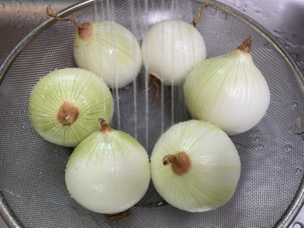 흐르는 물에 양파 세척