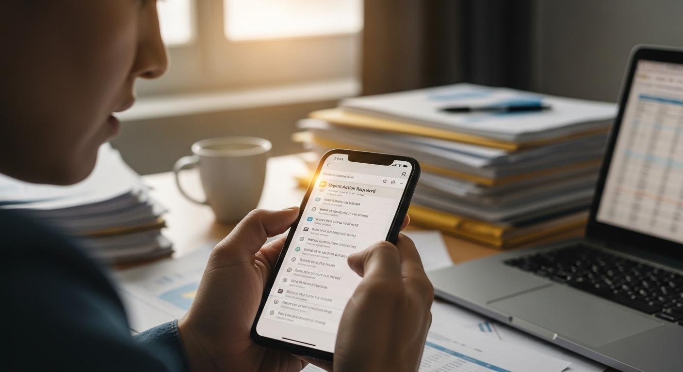 이메일 확인하는 장면