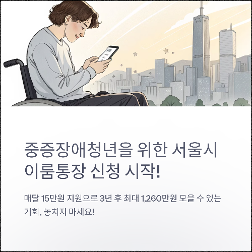 이룸통장으로 중증장애청년 자립 준비! 매달 15만원 지원