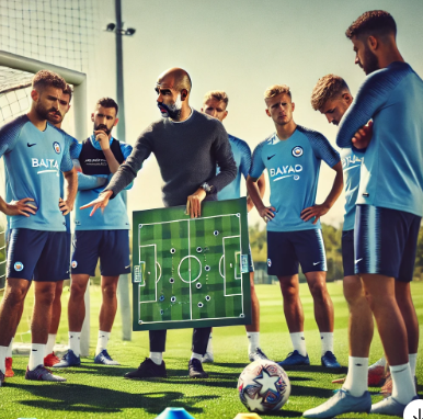 과르디올라 펩이 전술 지시하는 모습