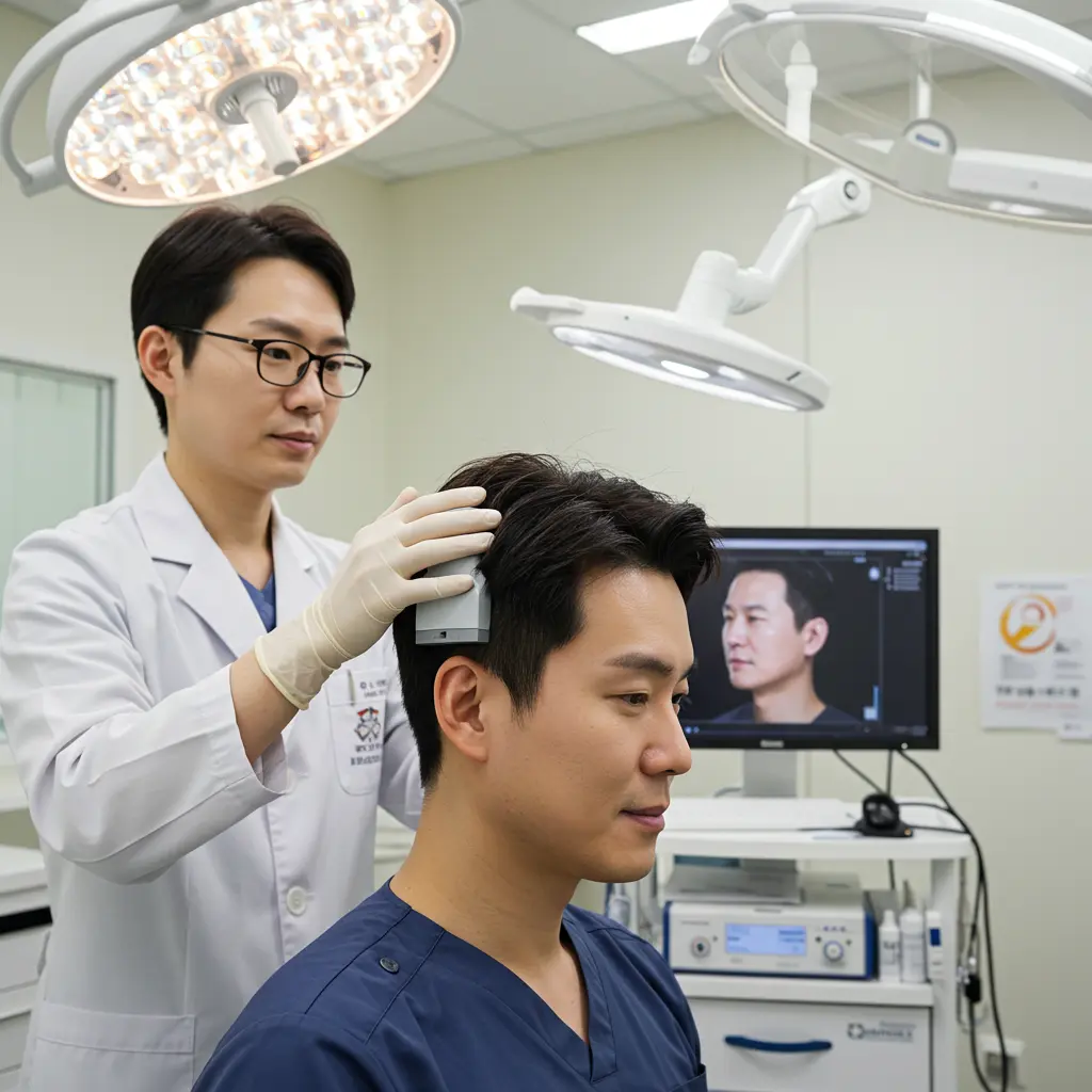 지루성피부염으로 병원을 찾은 남성 이미지