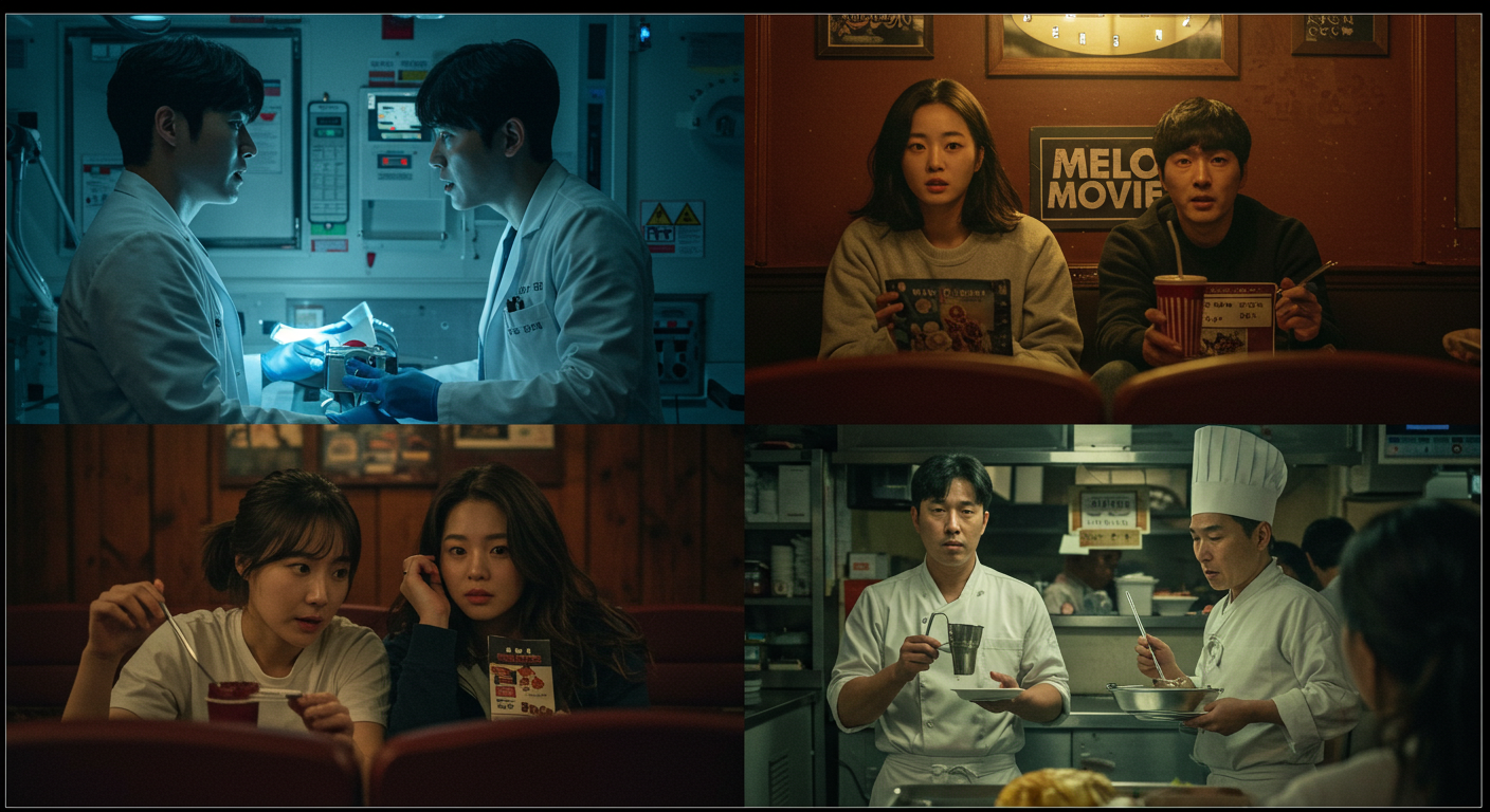 깊이 있는 드라마와 시리즈 장면 콜라주