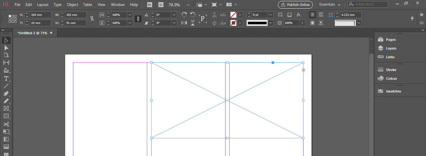 인디자인-rectangle-frame-tool-생성