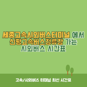 세종고속시외버스터미널에서 신평고속버스정류장 가는 시외버스 시간표 최신정보