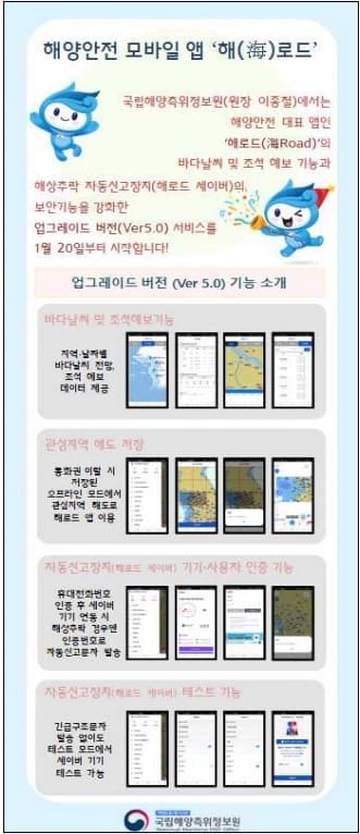 바다 나갈 때 꼭 &lsquo;해로드(海Road)&rsquo; 설치하세요...해양안전 앱(App) 업그레이드 [해양수산부]