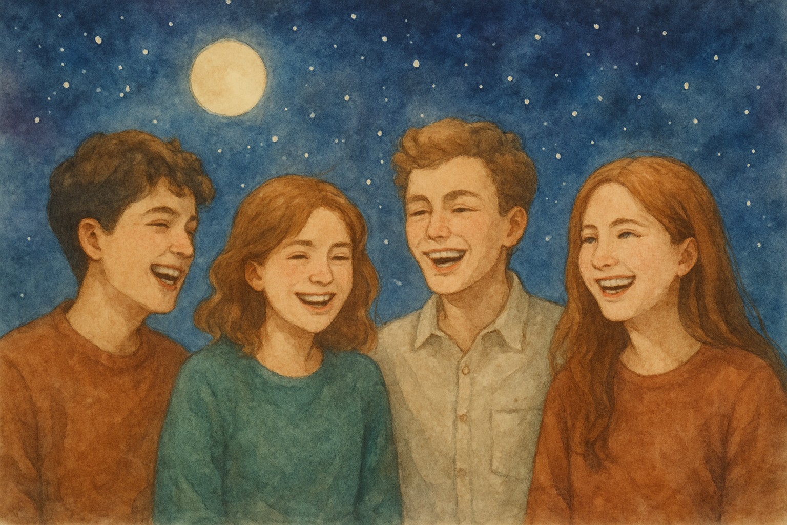 별빛 아래 친구들과의 웃음