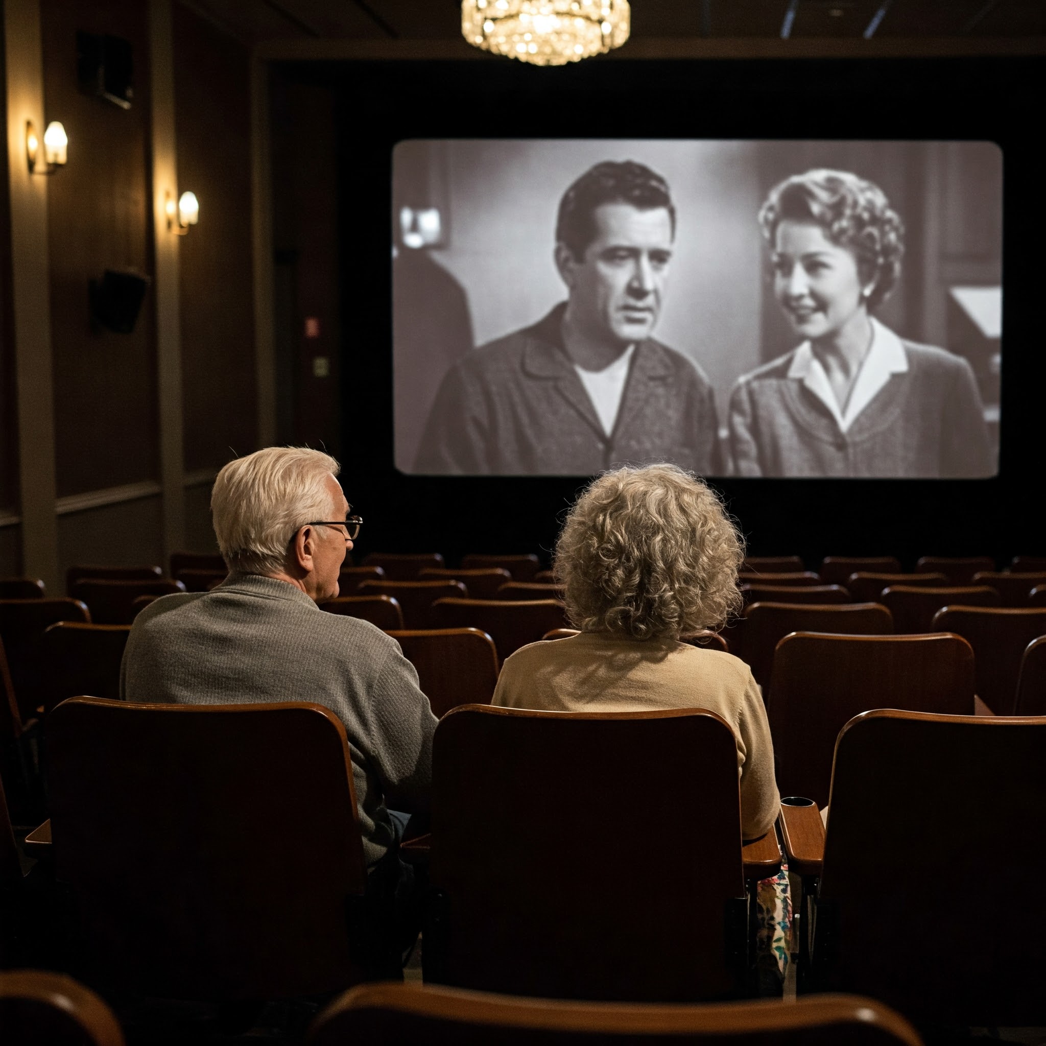 보청기끼고 영화를 보는 어르신들
