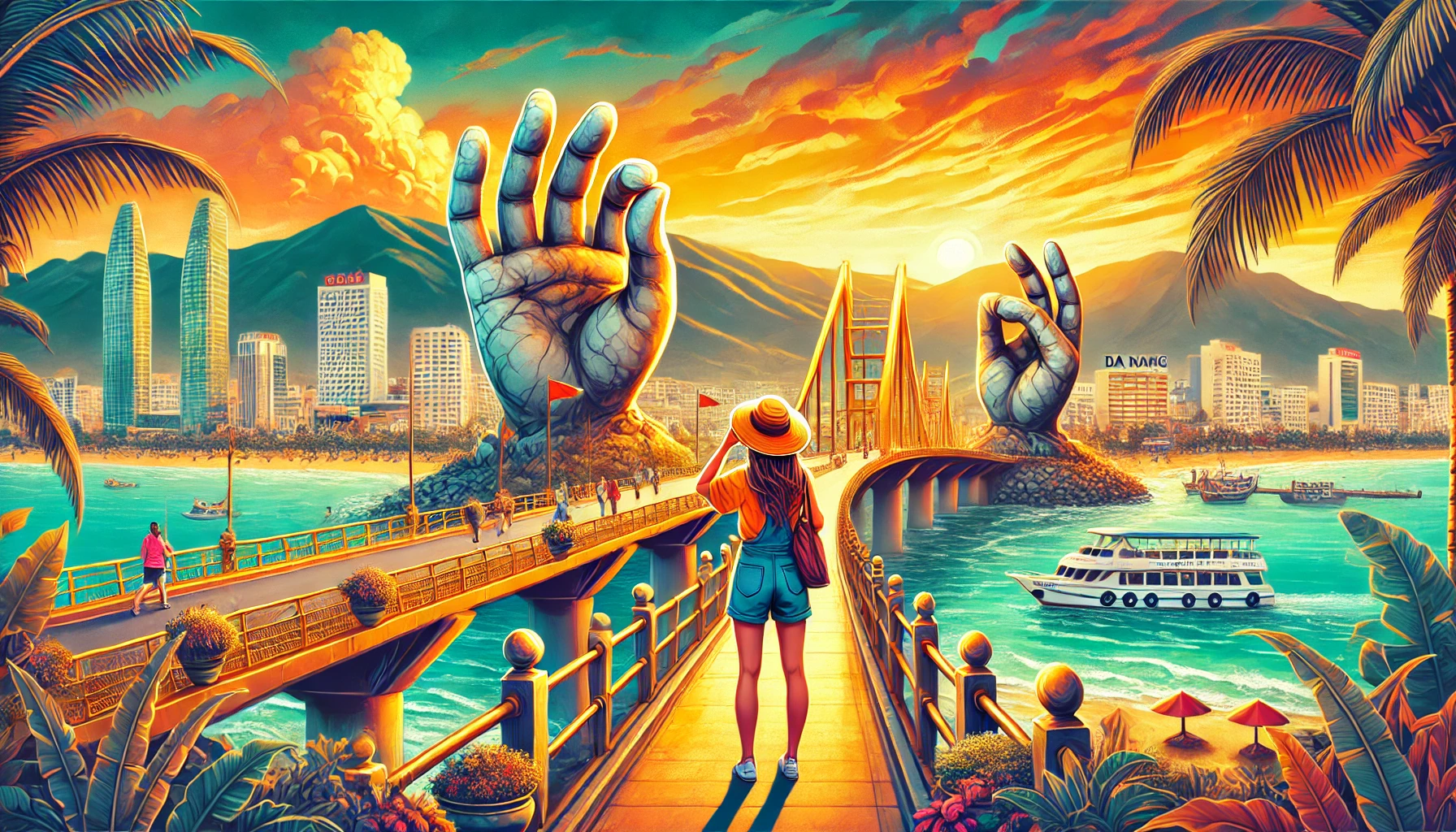 다낭의 골든 브릿지 여행하는 사진