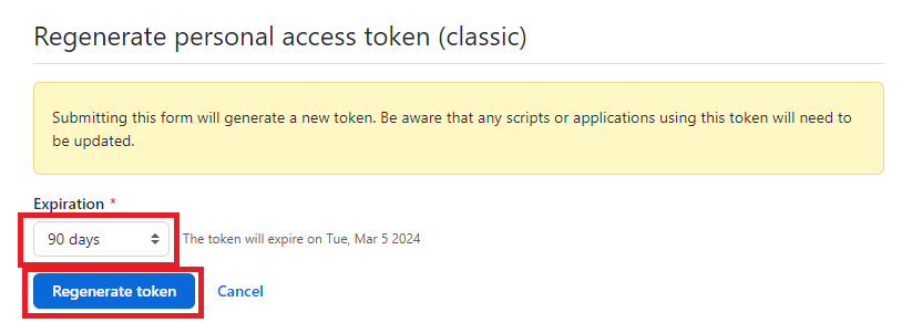 GitHub 토큰 만료일 설정 및 재발급 과정
